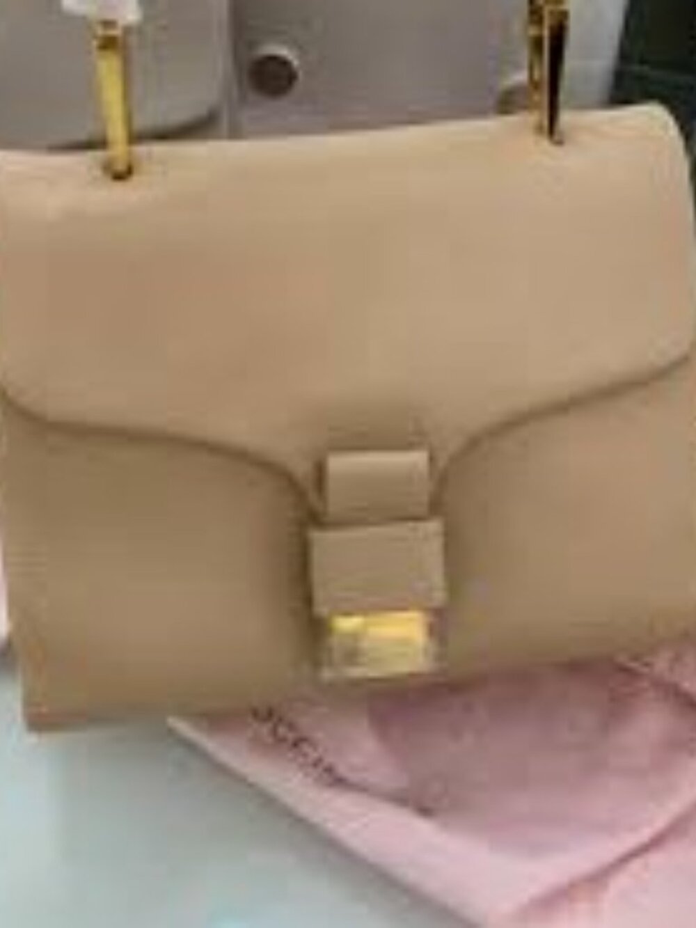 NWT COCCINELLE Handbag Beige Grained Leather